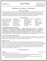 Public Relations Resume Sample Manager Template Examples Affairs