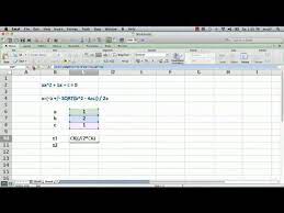 A Quadratic Formula In Microsoft Excel