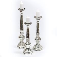 Mercury Glass Candle Holder Silver