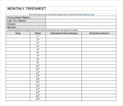 23 Monthly Timesheet Templates Free Sample Example Format