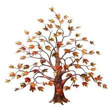 Large Maple Tree Enameled Autumn Leaves