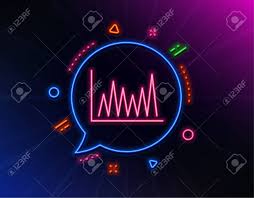 Line Chart Icon Neon Laser Lights Financial Growth Graph Sign