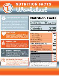 nutrition label worksheet tilton s
