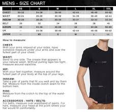 Oneill Size Chart For Apparel And Footwear