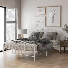 White Metal Platform Bed Twin Size Bed