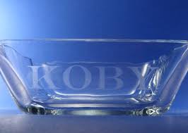 personalized glass pet water dish