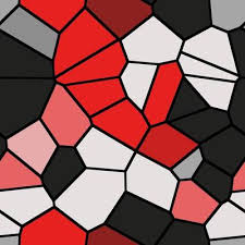 Red Black Stained Glass Mosaic Polygon