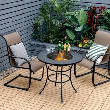 31 5 Inch Patio Fire Pit Dining Table With Cooking Bbq Grate Costway