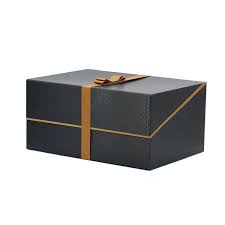 black gift box with satin ribbon