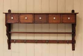 Oak Wall Shelf With Drawers Antiques