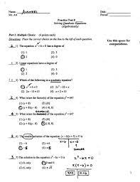 Quadratic Equations Practice Test