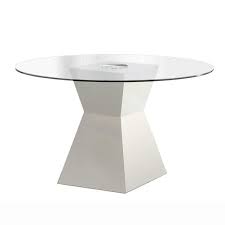 Round White Glass Dining Table