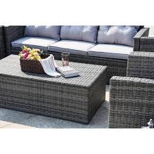 direct wicker sunny gray 6 piece wicker patio conversation set with gray cushions and storage box
