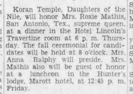 Board members daughters of the nile foundation. Roxie Supreme Queen In Indianapolis 1939 Newspapers Com