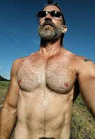 Shirtless Male Muscular Mature Salt Pepper Beard Hairy Chest Man PHOTO 4X6  B1875 | eBay