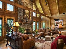 interior of a log cabin home
