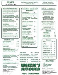 menu for weezie s kitchen 1321 e