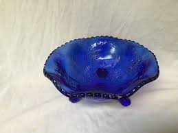 Vintage Cobalt Blue Glass Bowl With