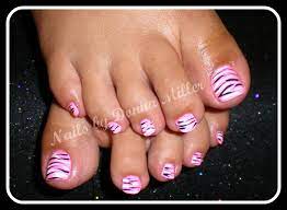 pink zebra toes by nailsbydonna