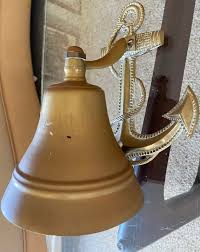 Vintage Brass Dinner Bell With Anchor