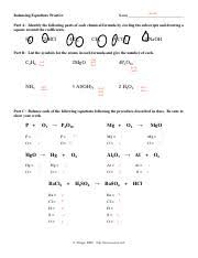 Balancing Equations Worksheet Pdf