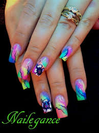 funky neon nails by nailegance