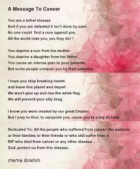 a message to cancer poem by merna ibrahim