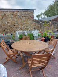 Wooden Garden Table With Chairs In