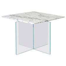 Square End Table In Cararra Gioa Marble