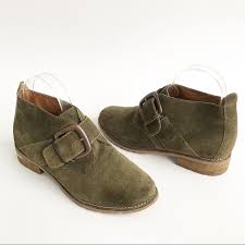 Sofft Olive Green Suede Ankle Booties Buckle