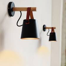wood wall lamps modern nordic style e27