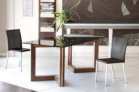Wooden Table With Glass Top For Dining