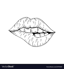 lips sketch mouth teeth bite royalty