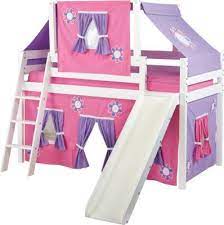 pink cottage white loft bed w slide and