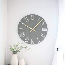 Large Wall Clock Neutral Grey Green