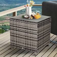 Outsunny Rattan Side Table Glass