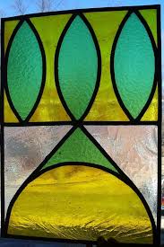 mid century modern stained glass panel