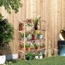 Wooden Flower Stand Plant Holder Shelf