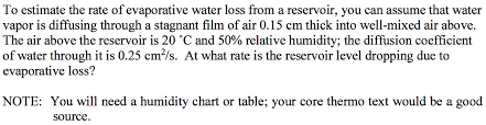 To Estimate The Rate Of Evaporative Water Loss Fro