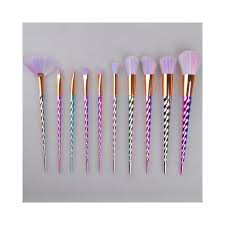 new 10pcs unicorn makeup brushes set colorful electroplate foundation blending face power eye beauty cosmetic makeup tool kits handle color 10pcs as picture