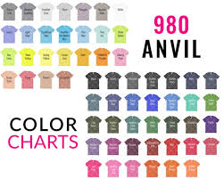 Anvil 980 Color Chart Mockup Anvil Mockup Every Color T Shirt Color Chart Shirt Color Chart T Shirt Color Guide