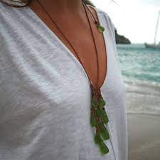 sea gl green necklace handmade beach gl jewelry from st barth island bohemian chic cer grappe tahitian black cultured pearls