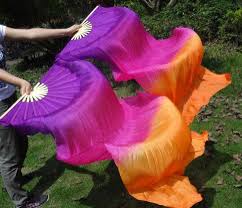 silk belly dance fan veils in purple