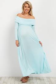 Plus size croft & barrow® smocked challis dress. Light Blue Off Shoulder Long Sleeve Maternity Maxi Dress Pinkblush