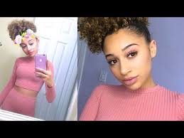 simple makeup curly high ponytail