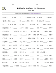 100 problem math fact worksheets. Multiplying By 10 And 100 Worksheets