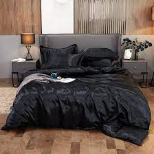 Solid Black Color Hotel Silk Bedding