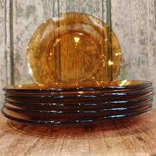 6 Duralex Amber Dessert Plates
