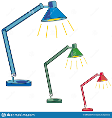 Desk Lamp Three Lamps Blue Green Pink Light Stock Vector