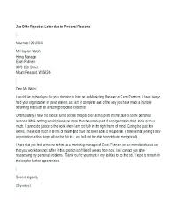 Thank You Letter Rejecting Job Offer Letter Format For Rejecting Job